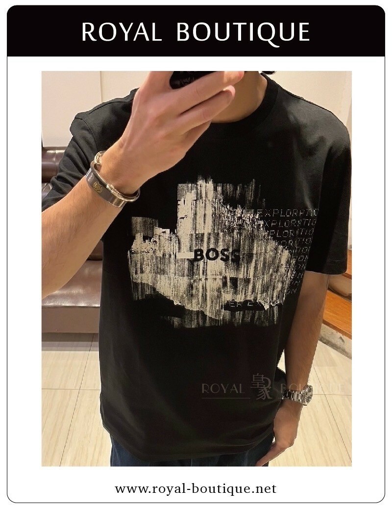 BOSS 胸前解構漸層英字LOGO短T