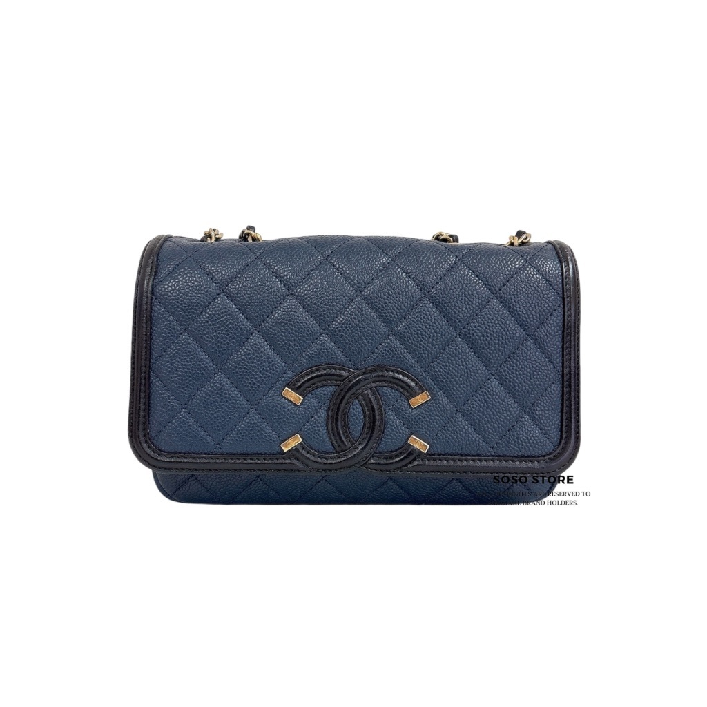 Chanel CC Filigree  Flap Bag - Navy / Ghw