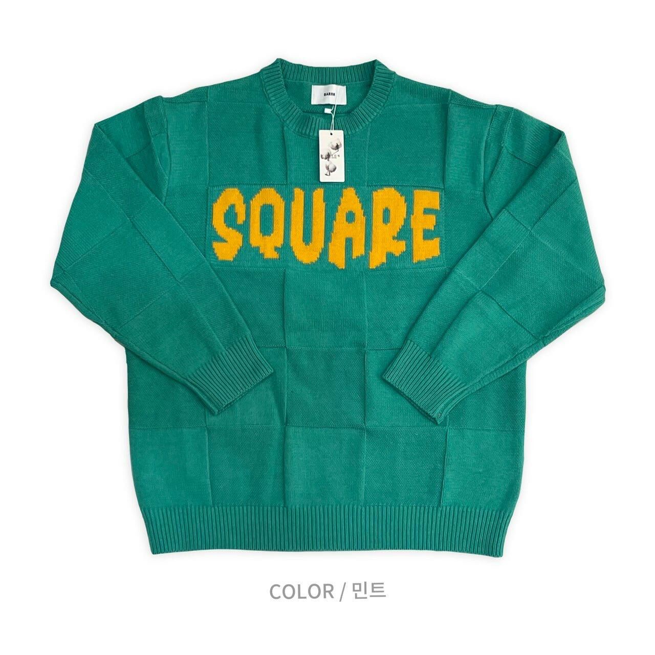 圓領暗格紋英文字針織衫 BARON-125T