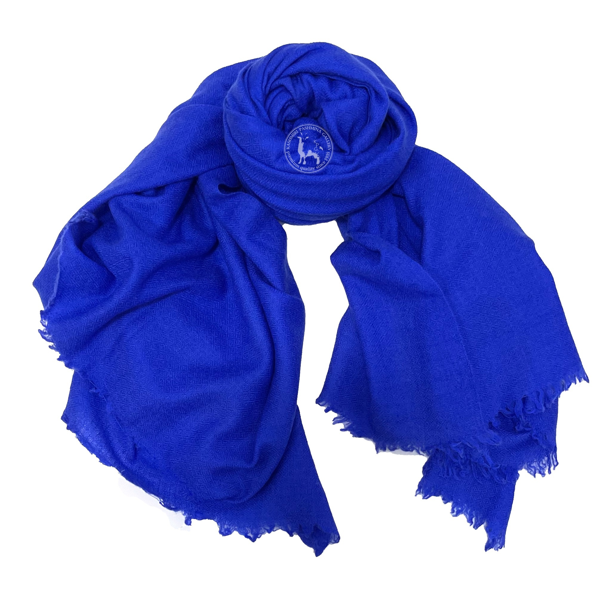 藍色喀什米爾山羊絨披肩圍巾