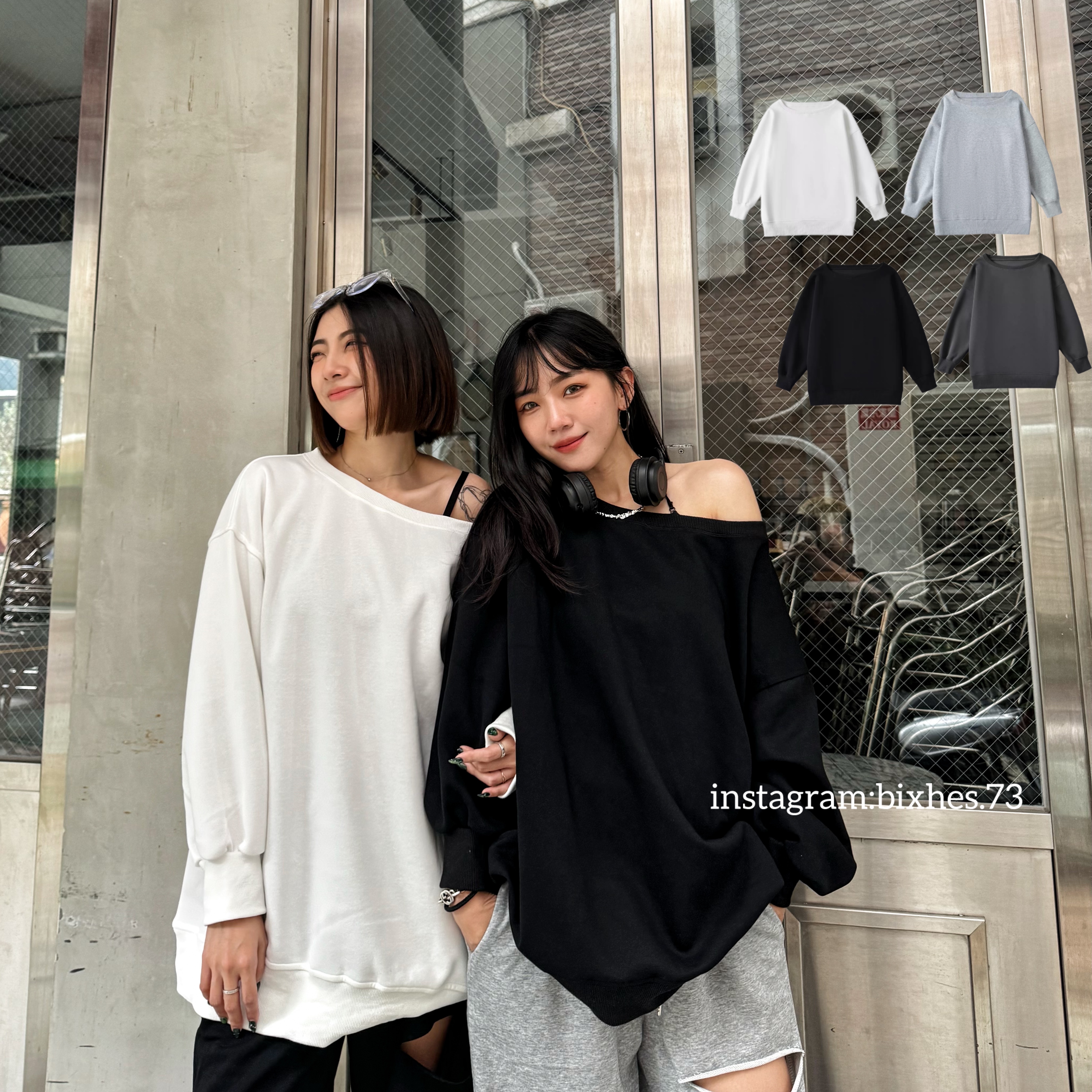 寬鬆斜肩大衛衣(B00094)