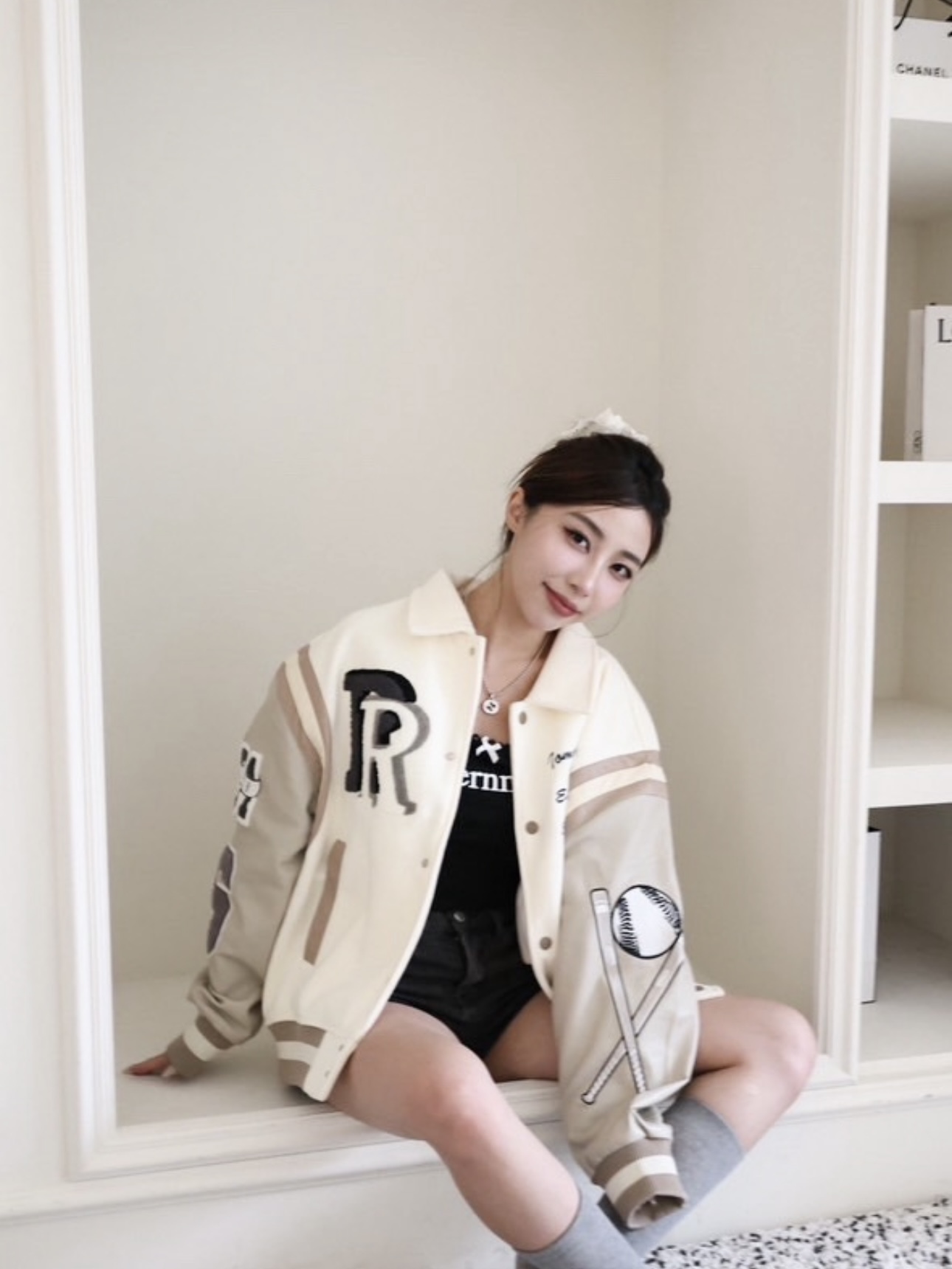 TSKY Leather-Trimmed Varsity Jacket