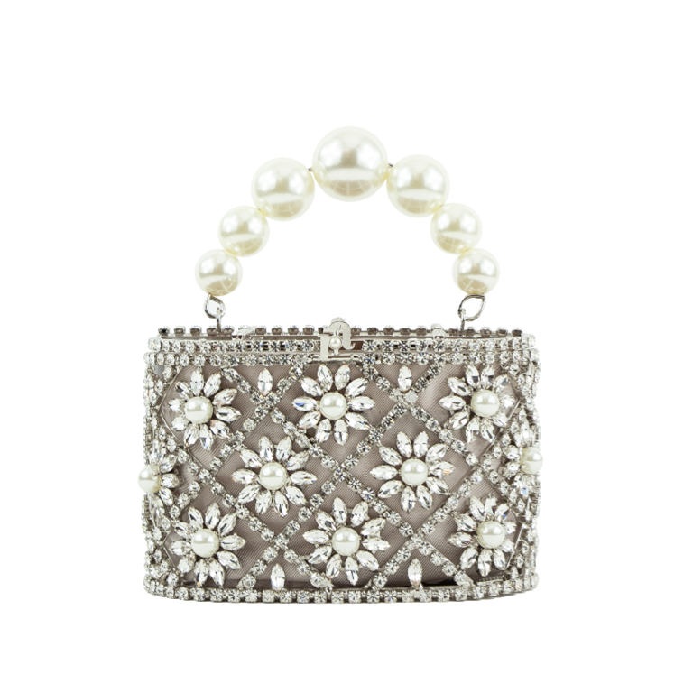 1RS1108-021 ROSANTICA Mini Holli Profumo Handbag Crystal Silver #B17984/PAL/CRI (B-EU-E)