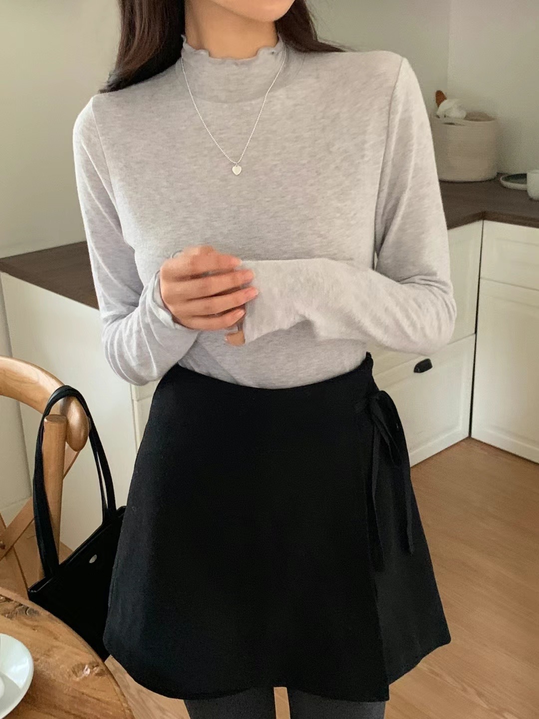 Angora wool turtleneck long tee