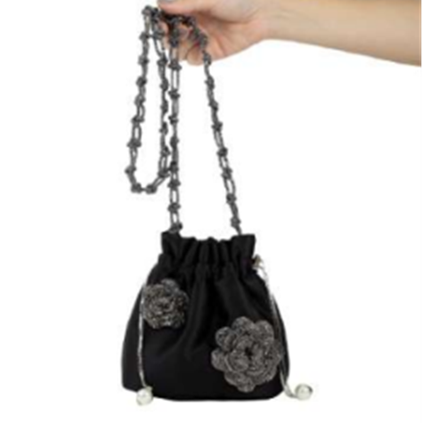 1RS1116-047 (Defect) ROSANTICA Selene Ninfa Handbag Black #B18014/NER (B-EU-E)