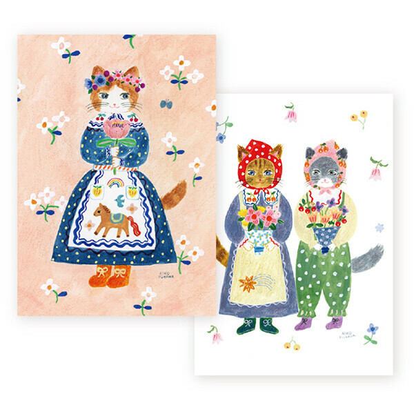 布川愛子_花束貓咪 方格筆記本 A5｜日本表現社