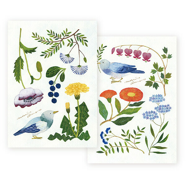 淺野綠_小鳥和野花 方格筆記本 A5｜日本表現社