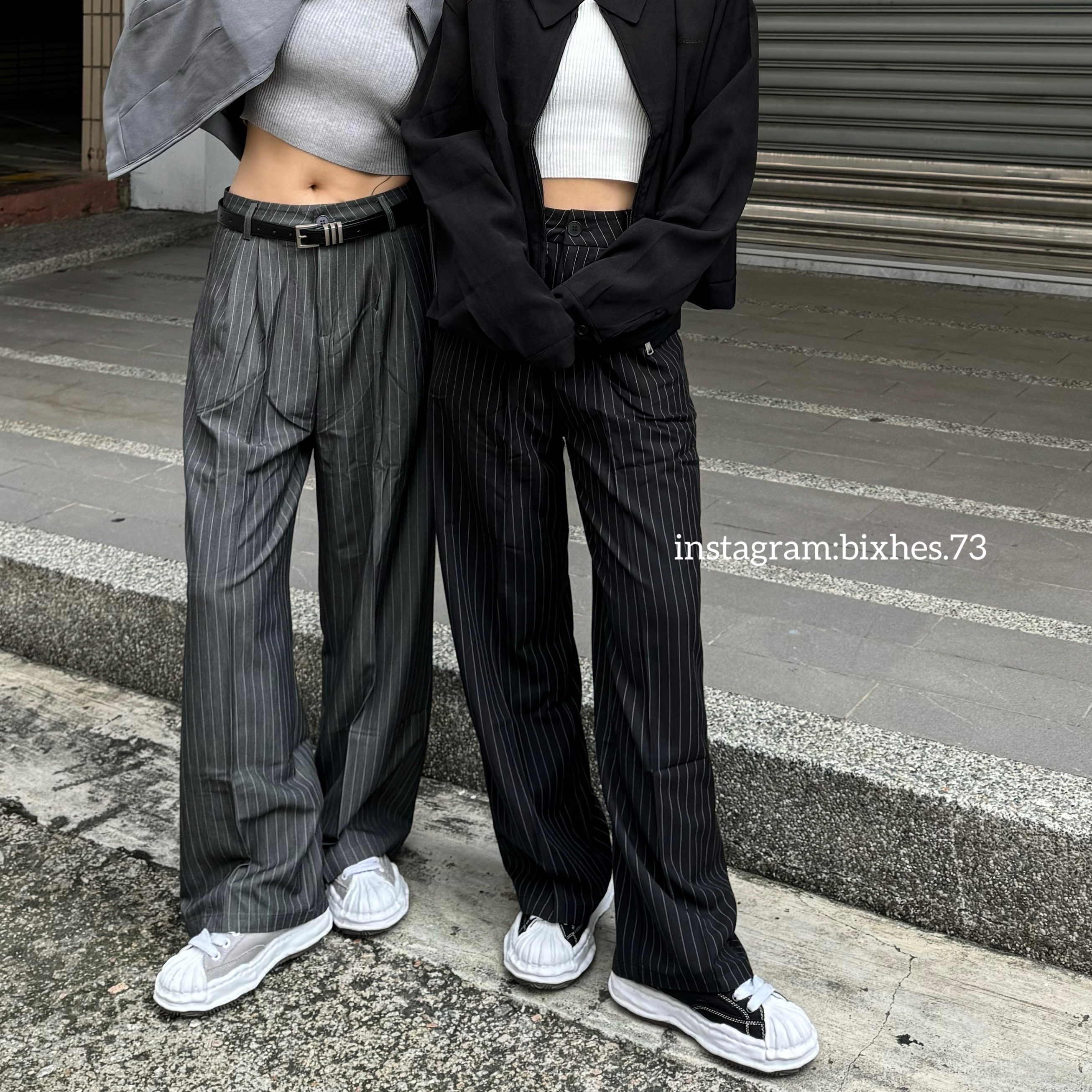質感直條紋西裝長褲(E00022)
