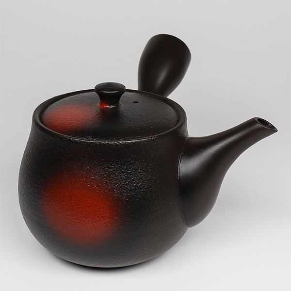 【春秋】窯變梨皮丸茄子型 橫手急須0.41L