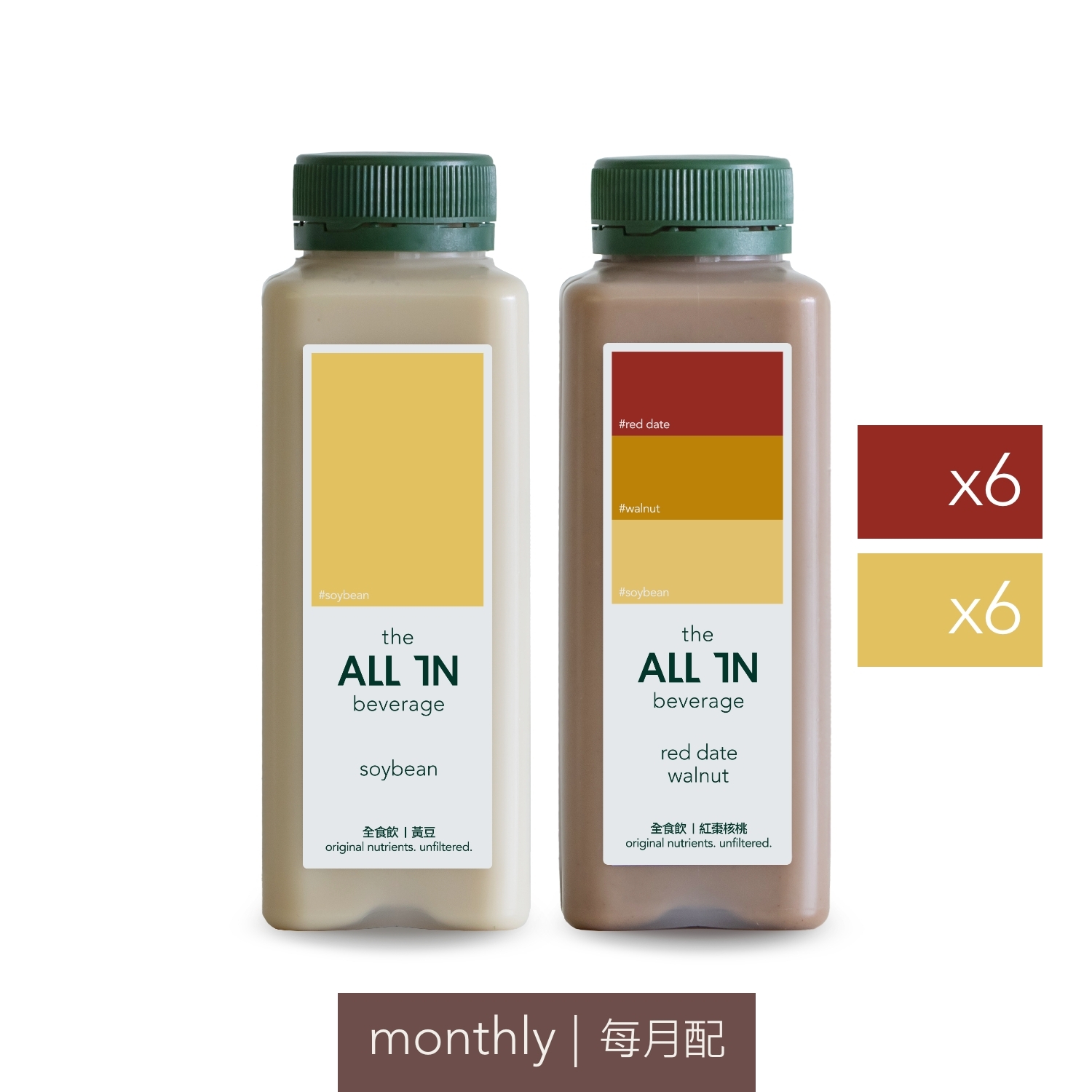【ALL IN 每月配】訂閱方案 A | 黃豆 x6  紅棗核桃 x6（原）