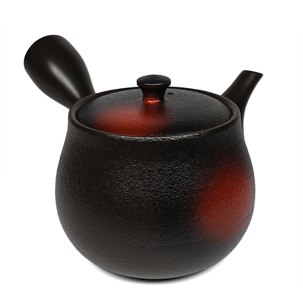【春秋】窯變梨皮丸茄子型 橫手急須0.41L