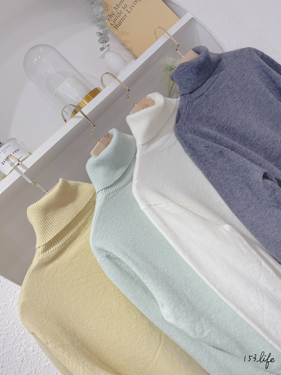 |現貨|高領素色彈性基本柔軟內搭上衣(4色)