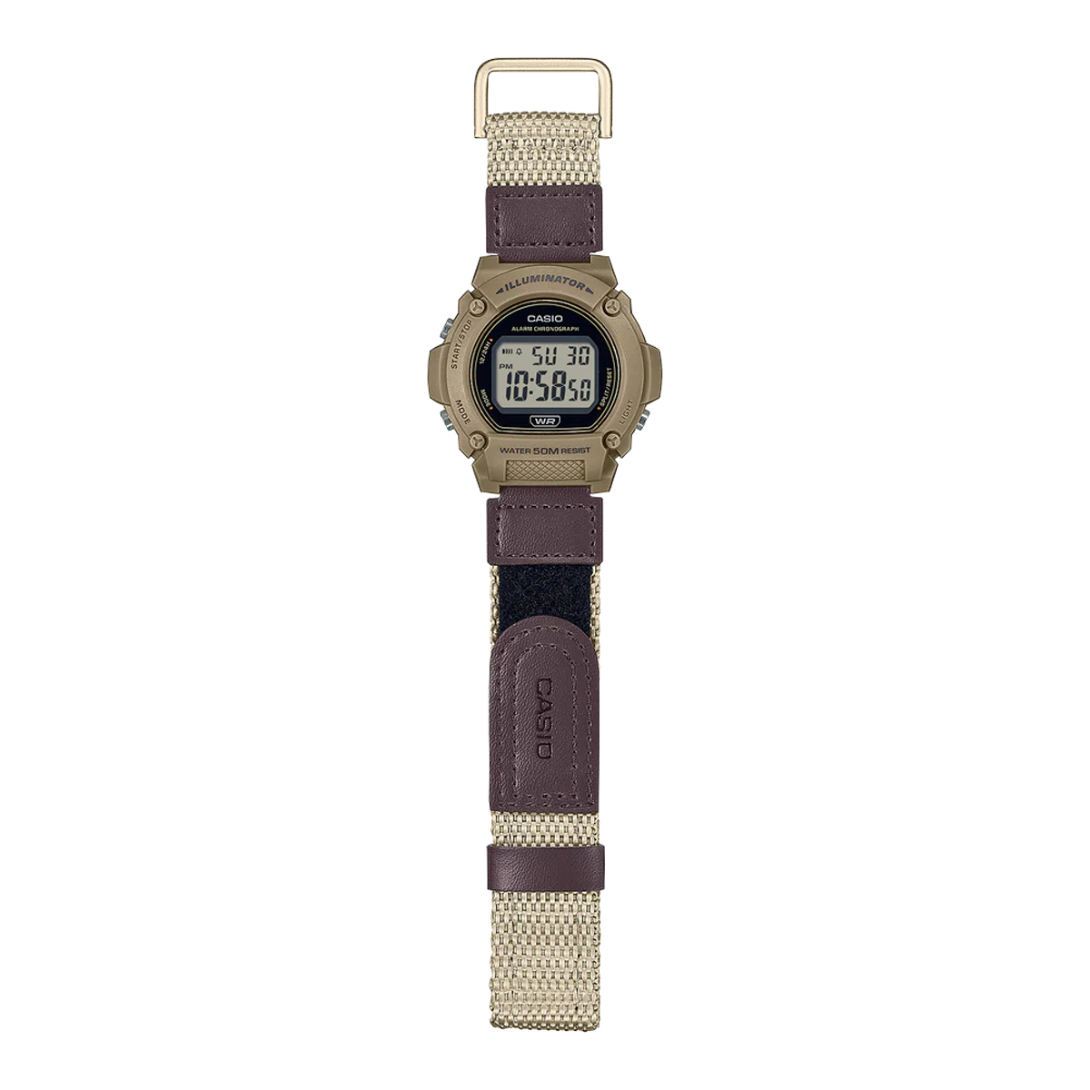 Casio W-219HB-5A 50m防水 魔術貼 跳字 電子錶 膠錶