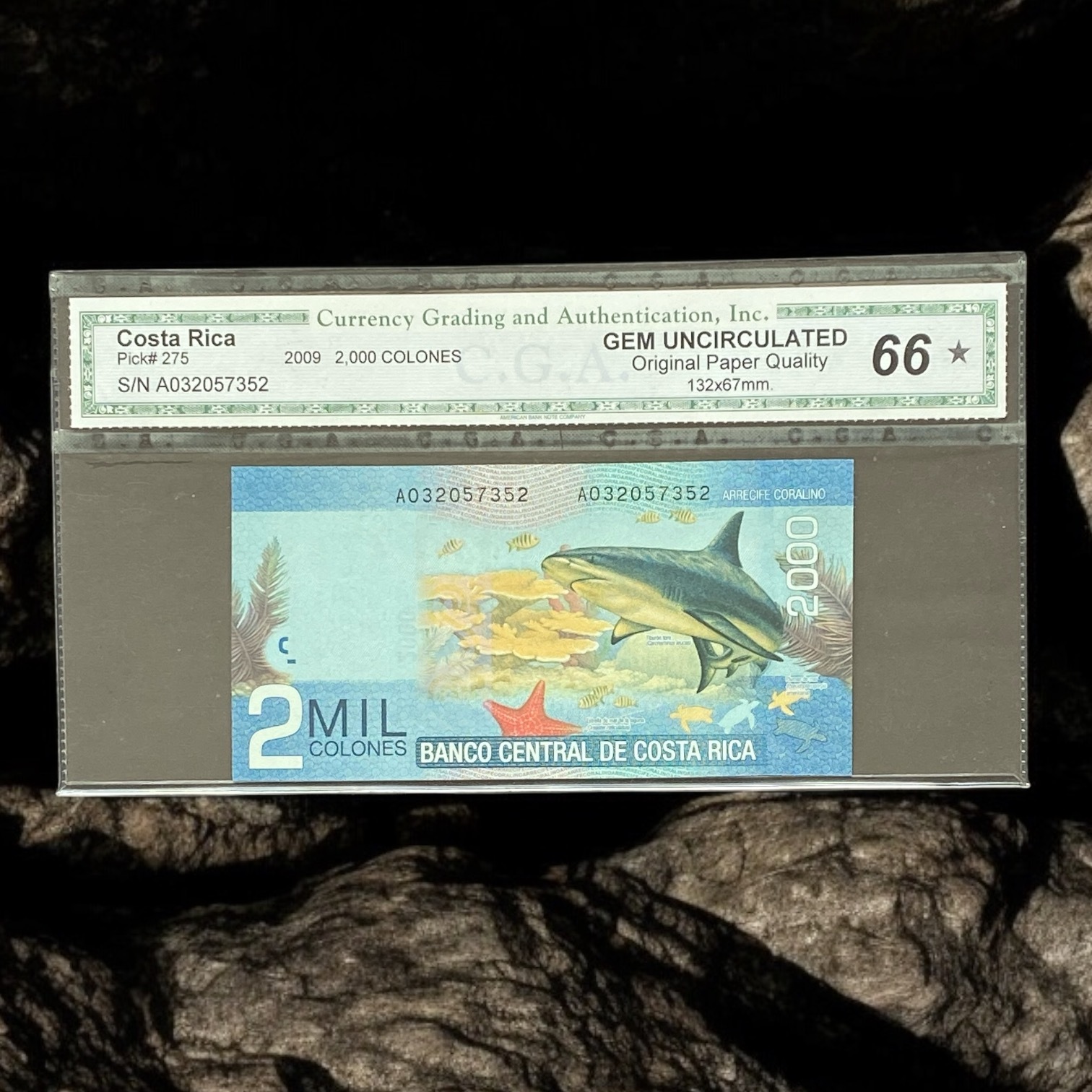 Costa Rica 2009 Central Bank 2000 Colones Serial prefix A (CGA graded 66 Gem UNC)