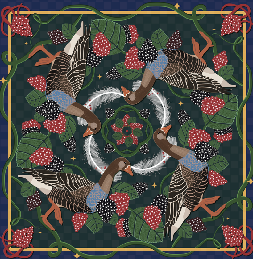 「鵝。鵝。鵝」絲巾 - 張嘉穎作品