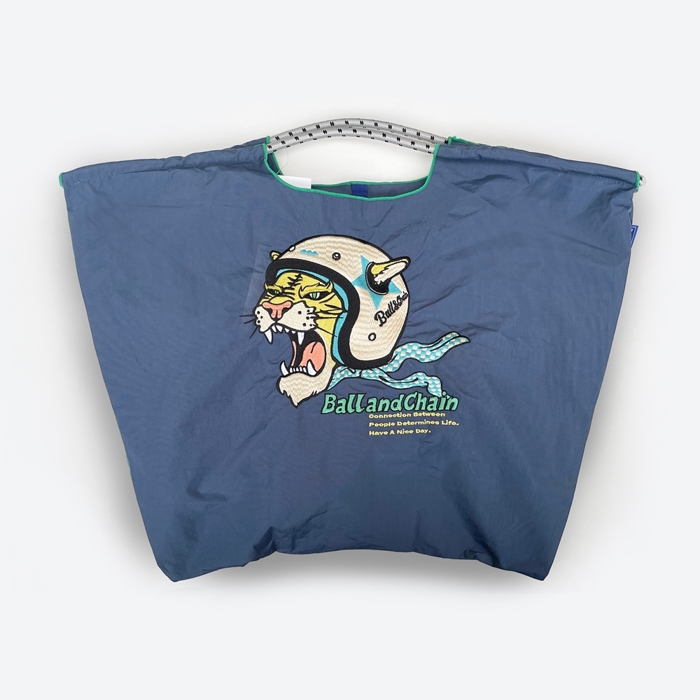 Ball＆Chain 刺繡環保購物袋 L號 - 深藍 (30114932)