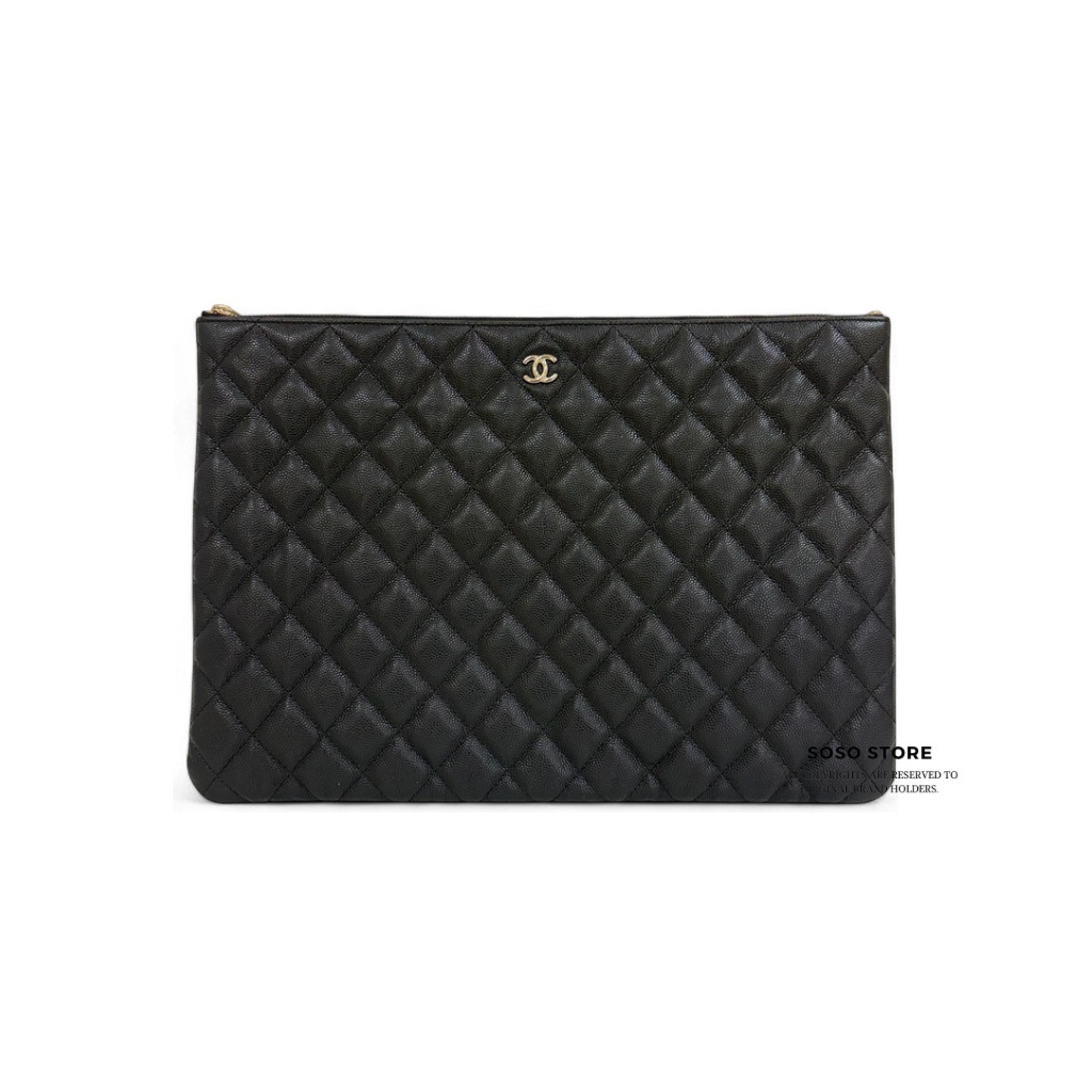 Chanel Caviar Quilted Large Cosmetic Case - Black / Ghw