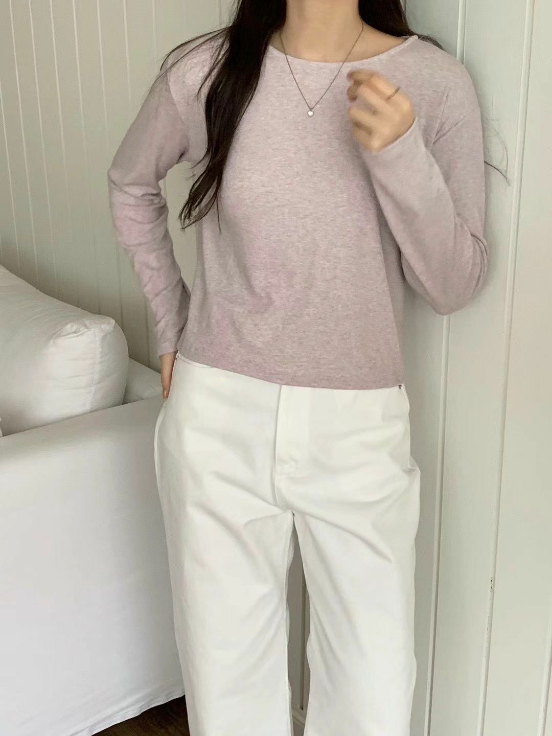 Angora wool tencel basic long tee