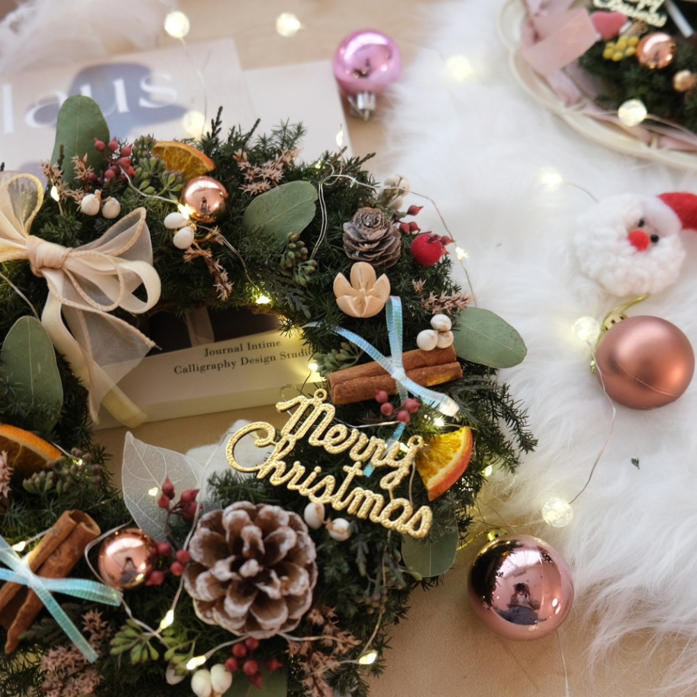森林果實永生聖誕花圈 22CM永生聖誕花圈