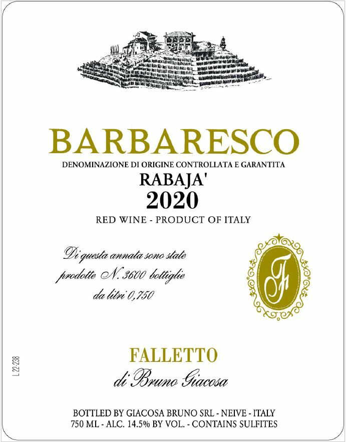 Bruno Giacosa Barbaresco Rabaja 2020 (JS100)