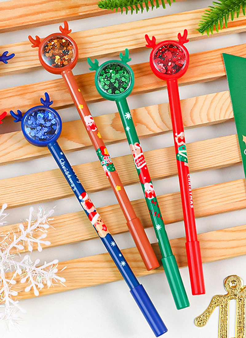 現貨區 聖誕麋鹿亮片中性筆 A1913