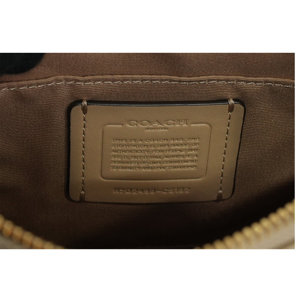 【COACH】Rowan 塗層帆布及再生皮革拉鍊迷你斜背包(淺卡其/白色)CS182 IMDQC