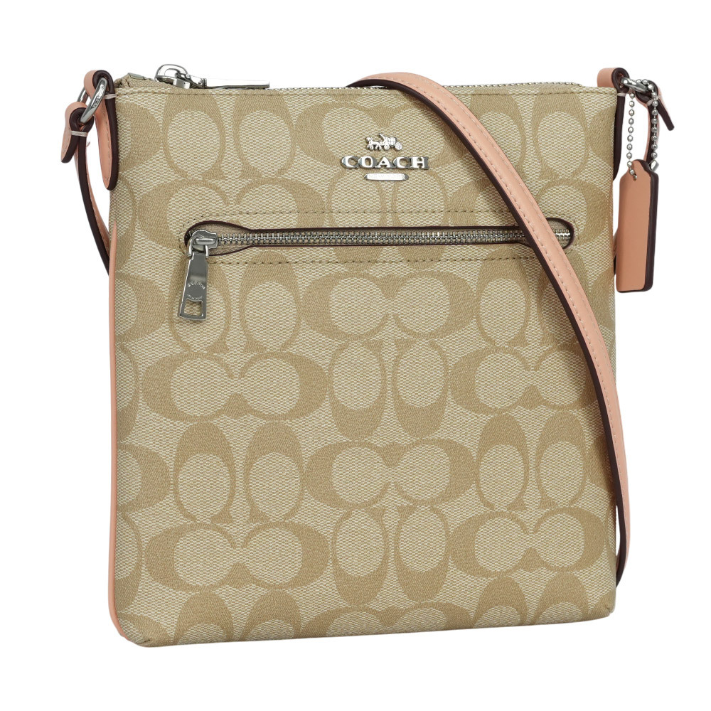 【COACH】Rowan 塗層帆布及再生皮革拉鍊迷你斜背包