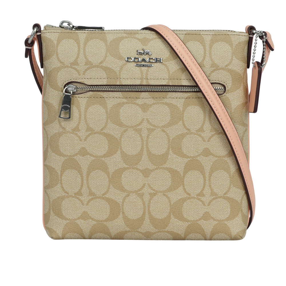 【COACH】Rowan 塗層帆布及再生皮革拉鍊迷你斜背包