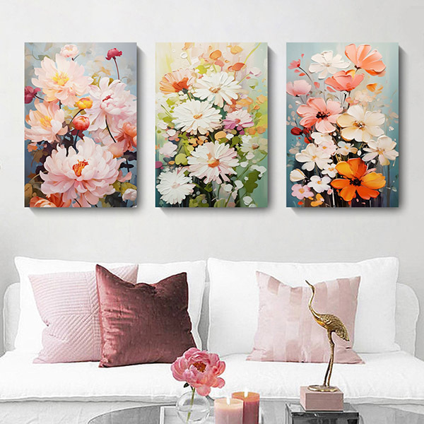 暖心花朵奶油風無框掛畫