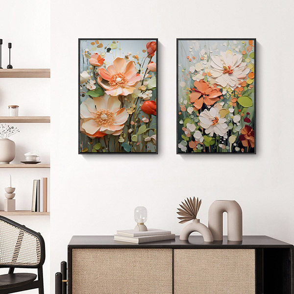 暖心花朵奶油風無框掛畫