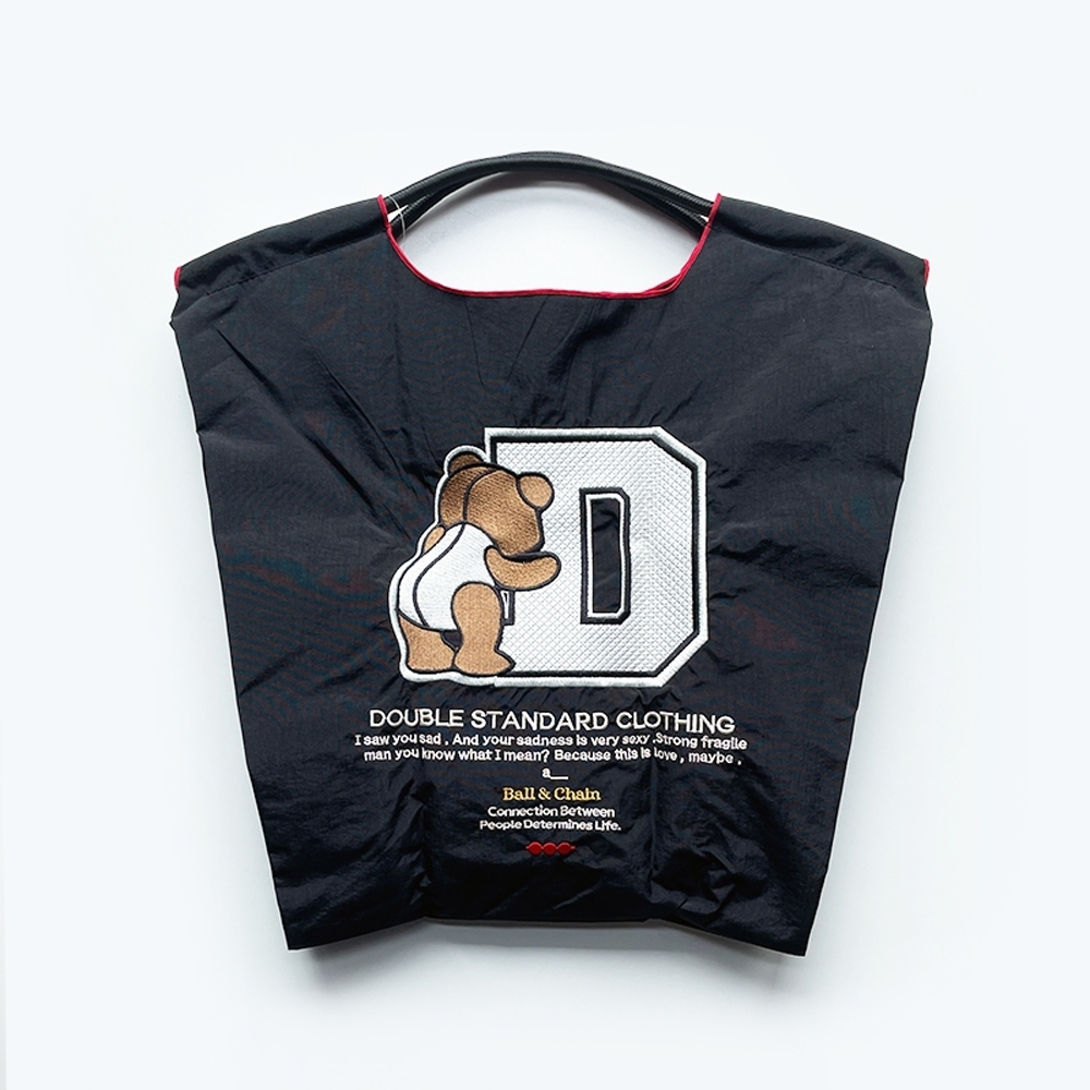 Ball＆Chain 刺繡環保購物袋 M號 - 黑 (040001524101)