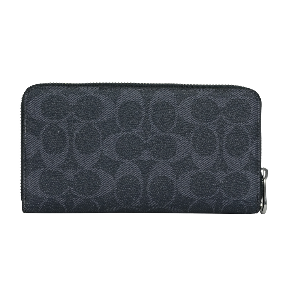 【COACH】塗層帆布附可拆提把ㄇ形拉鍊長夾(單寧藍/午夜藍)C4452 SVN2V