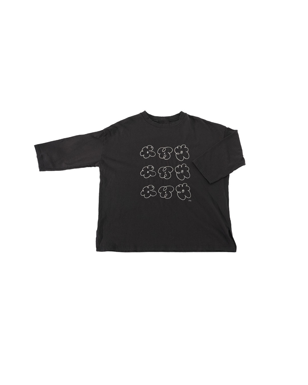 刺繡花花中長袖上衣