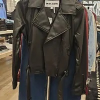 [S] DKNY FAUX LEATHER MOTO JACKET,BLACK, DJ4J6026-BLK (SD1080)