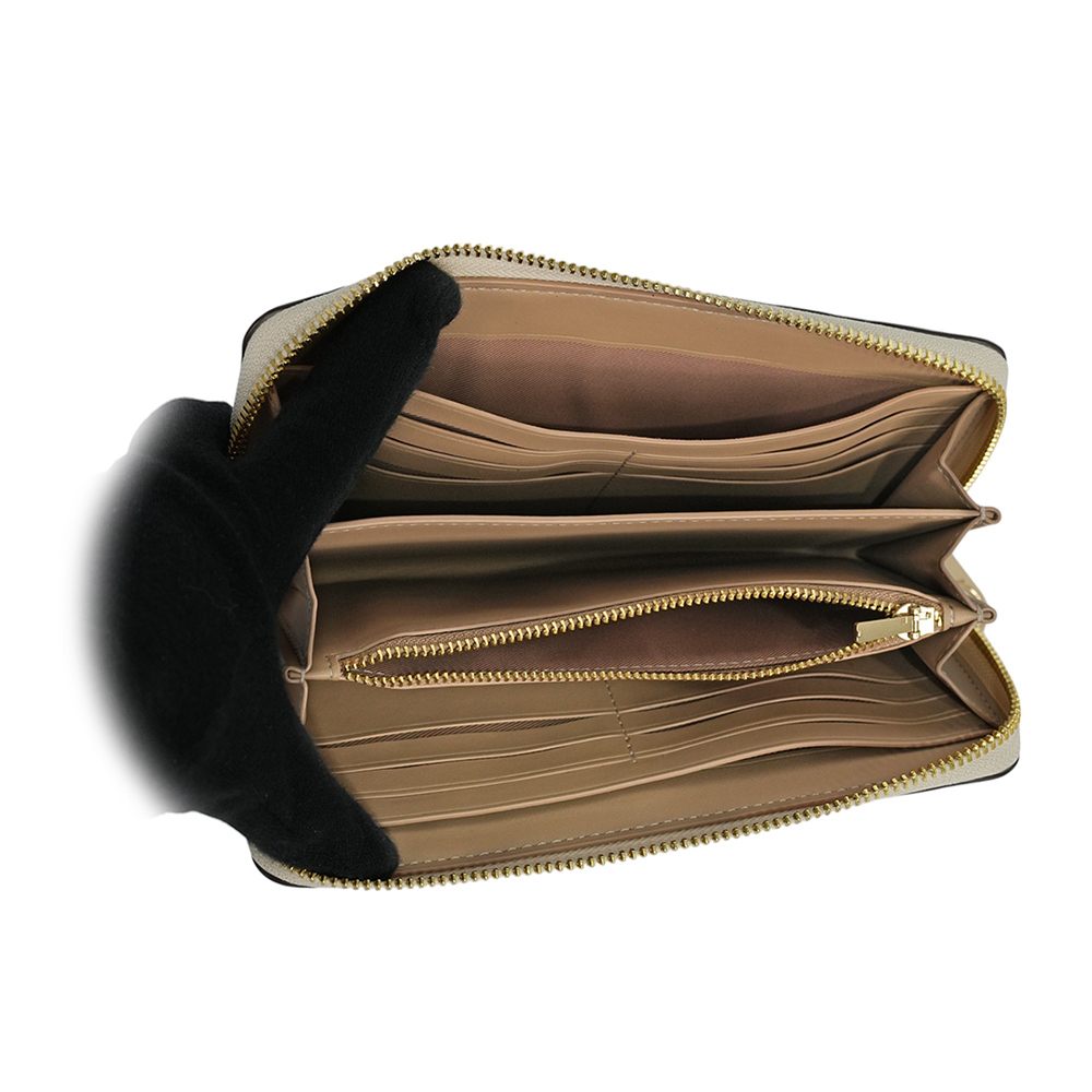 【COACH】金字浮雕Logo 漆皮附可拆提把ㄇ形拉鍊長夾(白色)CT921 IMCHK