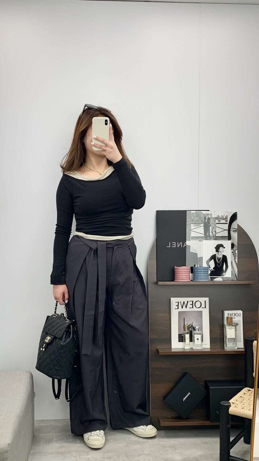 單邊綁帶寬鬆西褲(灰色)