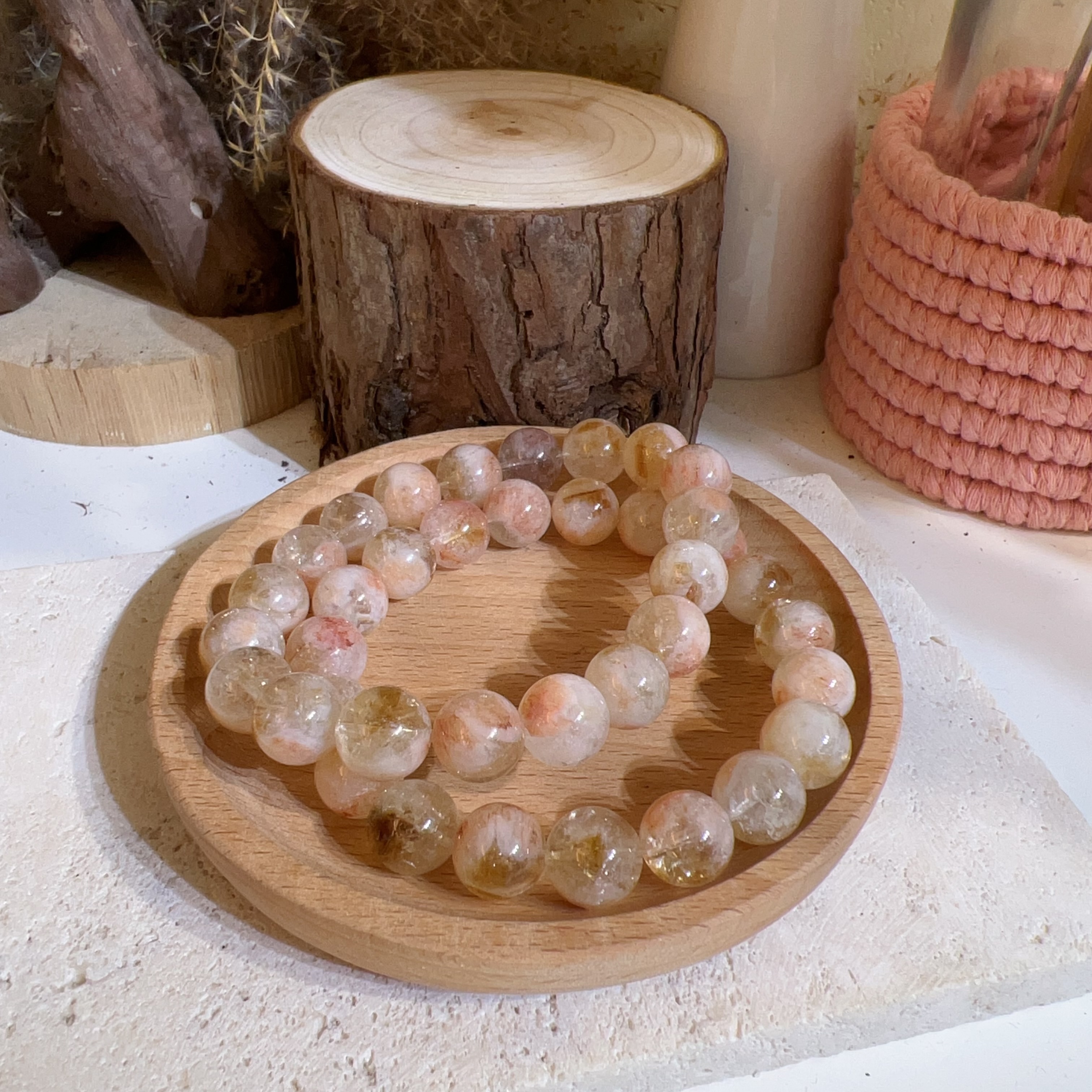 胭脂藍針黃水晶手串 10+mm