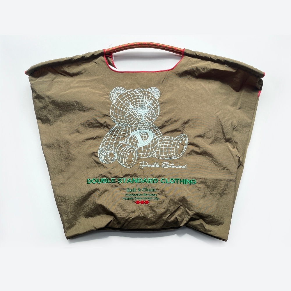 Ball＆Chain 刺繡環保購物袋 L號 - 橄欖綠 (040000024313)