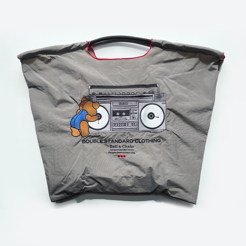 Ball＆Chain 刺繡環保購物袋 L號 - 灰 (040000223311)