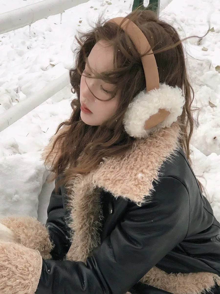 可摺疊羊羔毛耳罩/三色