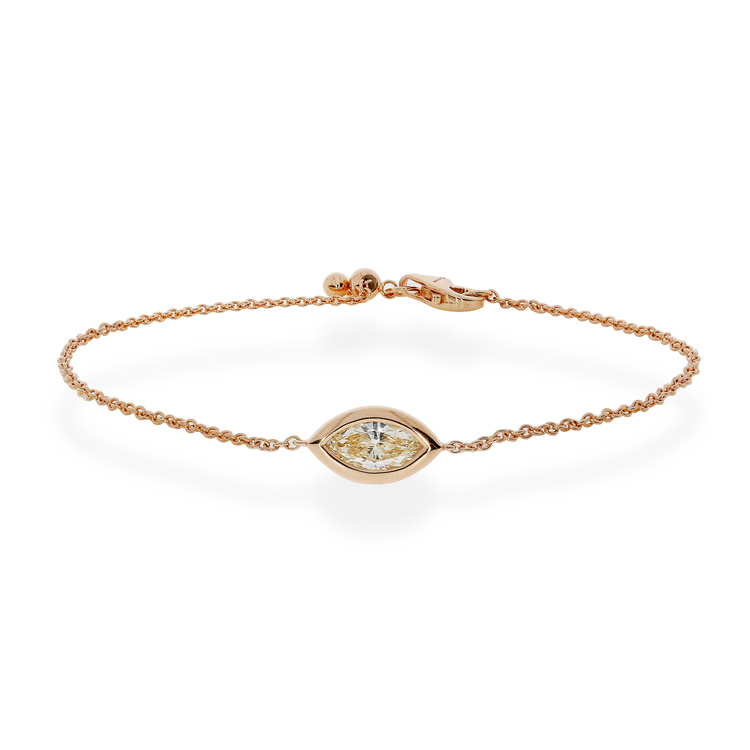 環抱系列 |18K金馬眼形鑽石手鏈 (紅金/黃金)