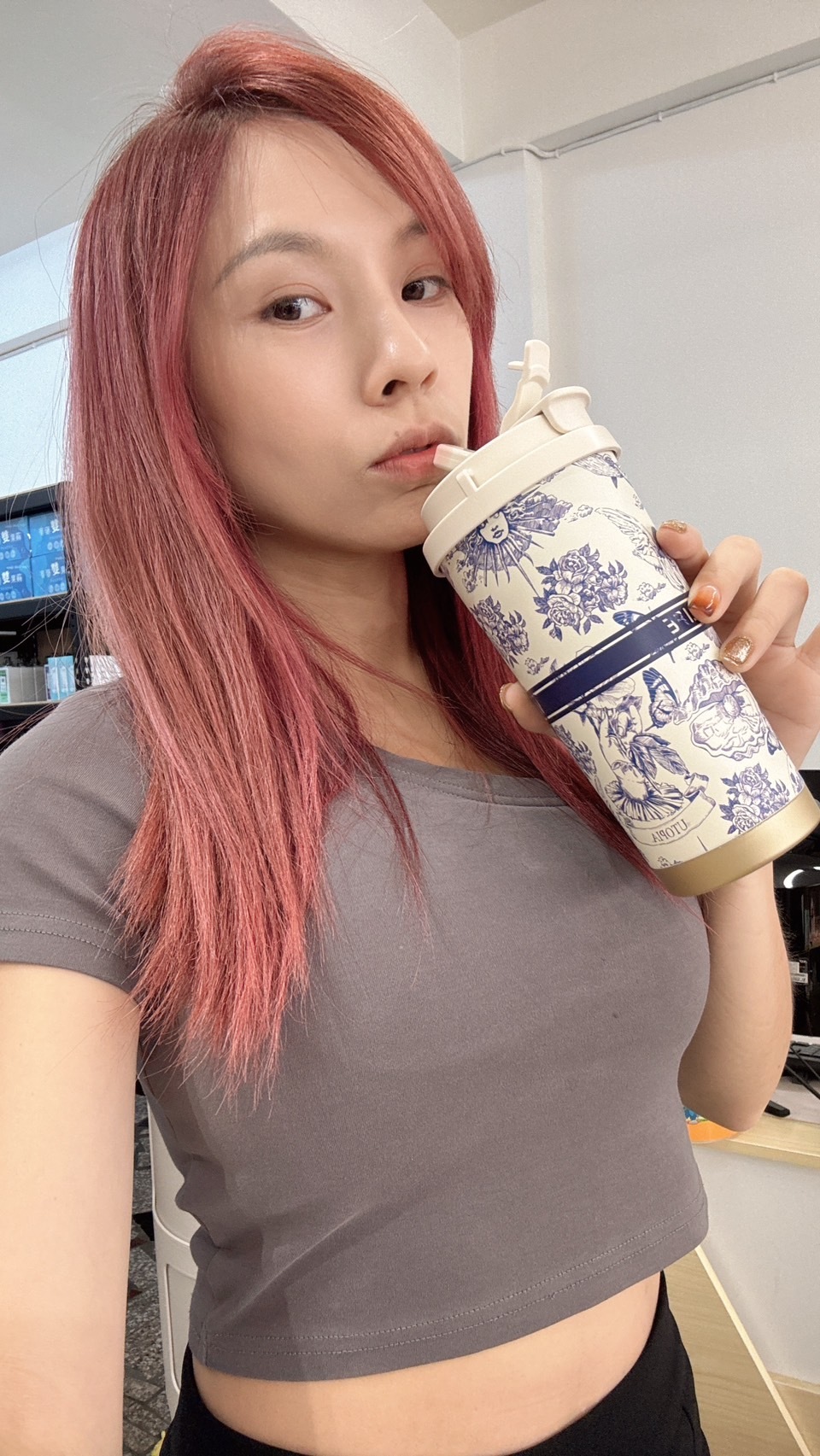 帝怡輕奢浮雕雙飲不鏽鋼隨行保溫杯(528ml)