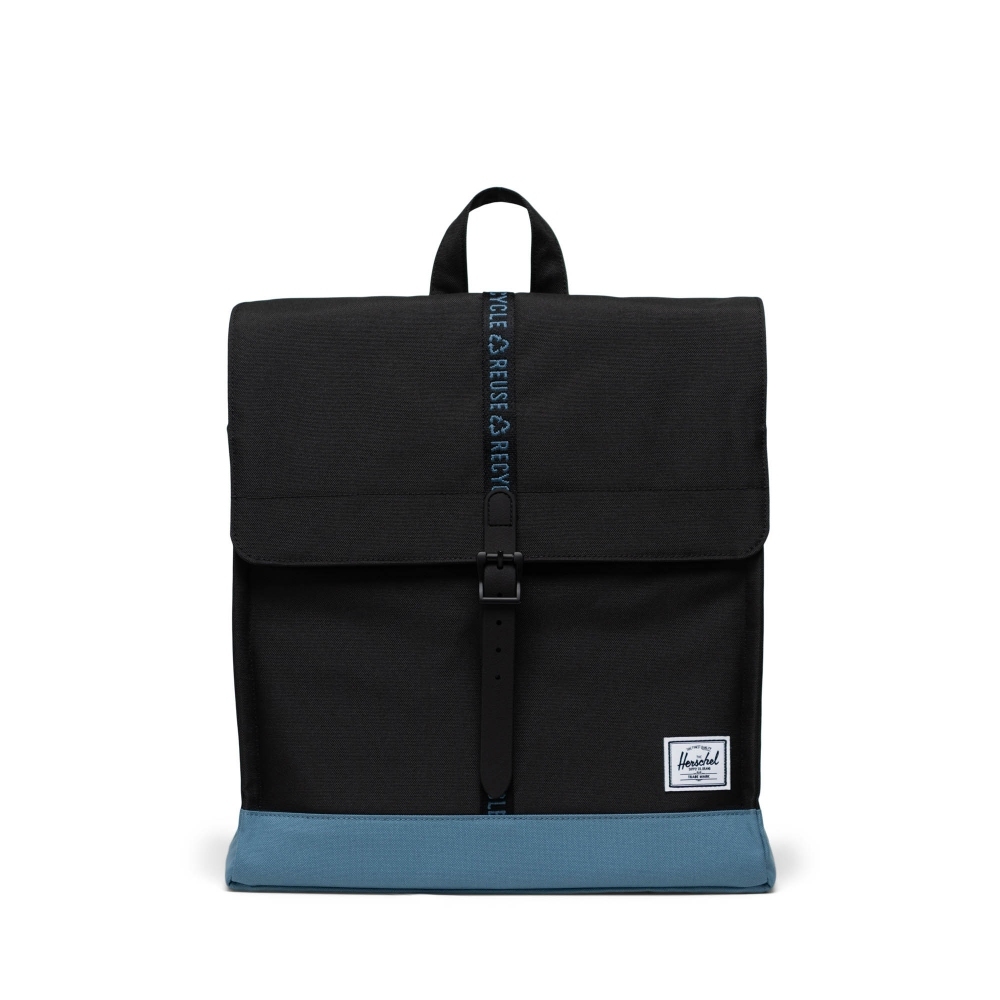 【Herschel】Eco City Mid-Volume 雙肩包-黑/深綠