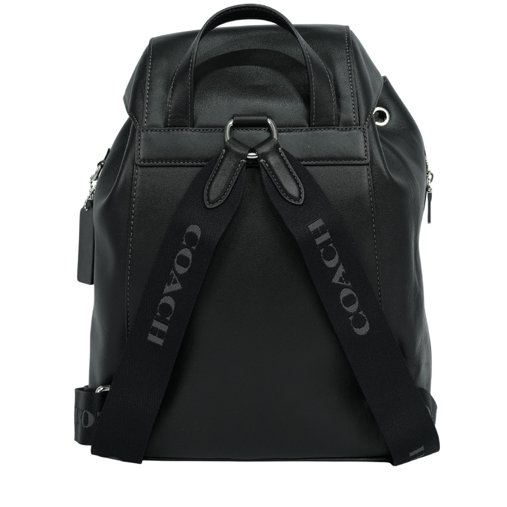 【COACH】Pace 銀字小牛皮翻蓋大款後背包(黑色)CT811 SVBK