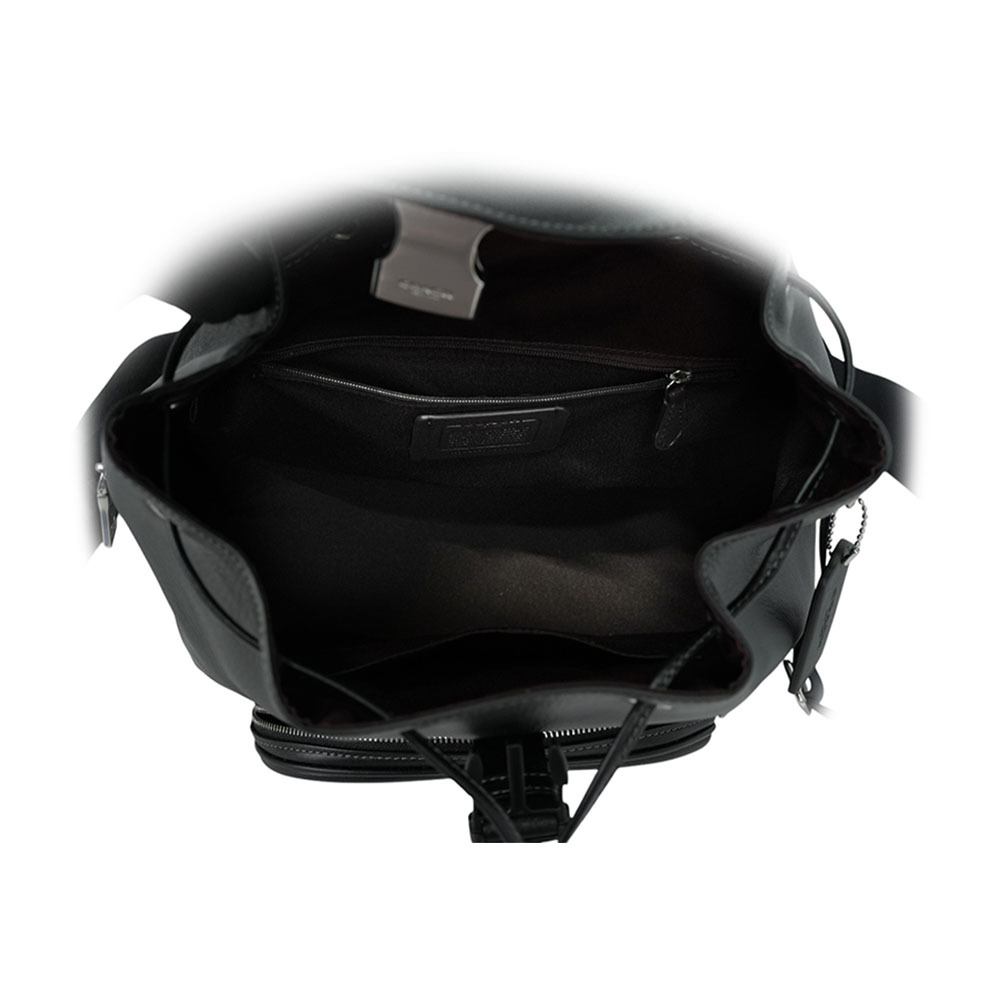 【COACH】Pace 銀字小牛皮翻蓋大款後背包(黑色)CT811 SVBK