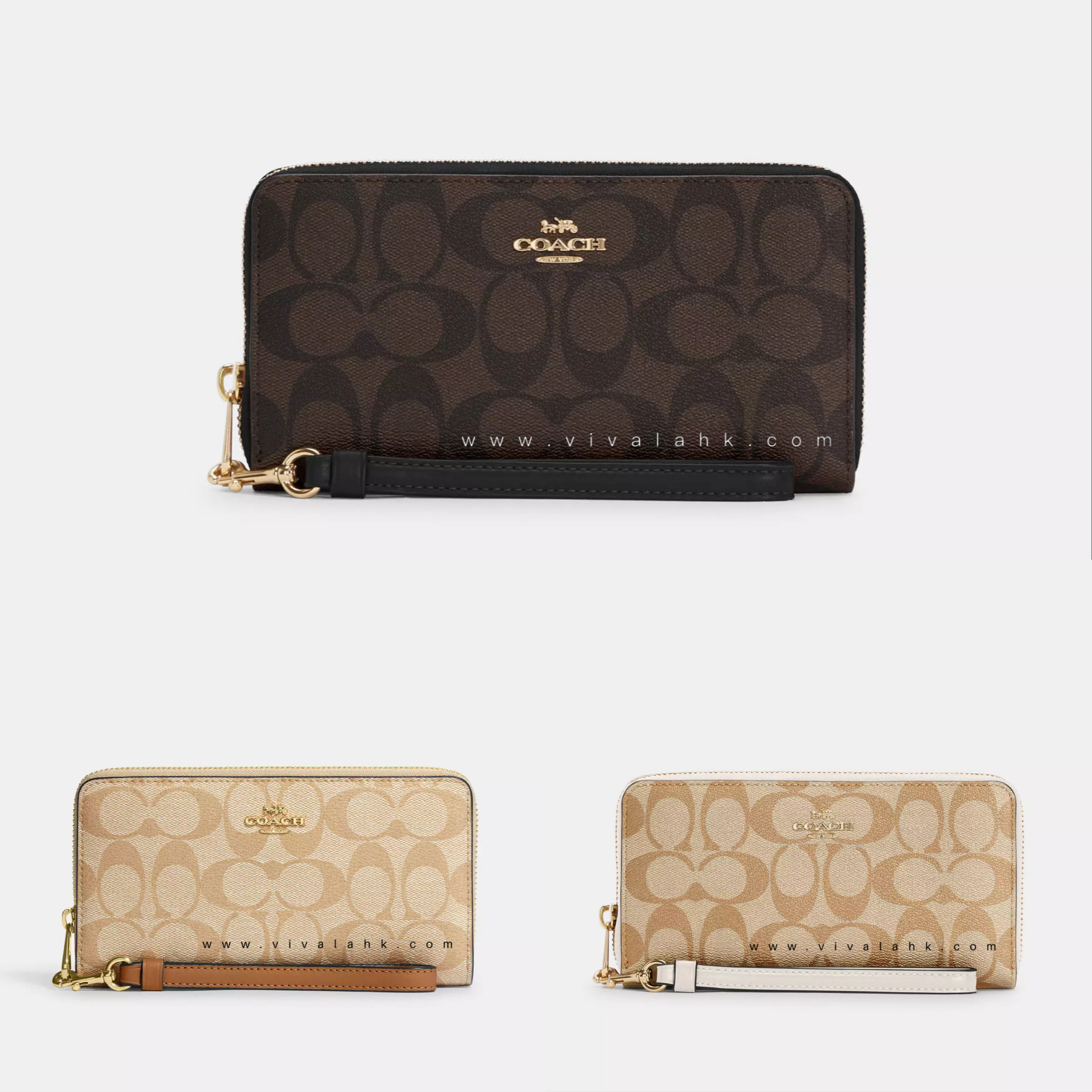 Coach - Long Zip Around Wallet In Signature Canvas (C4452)
