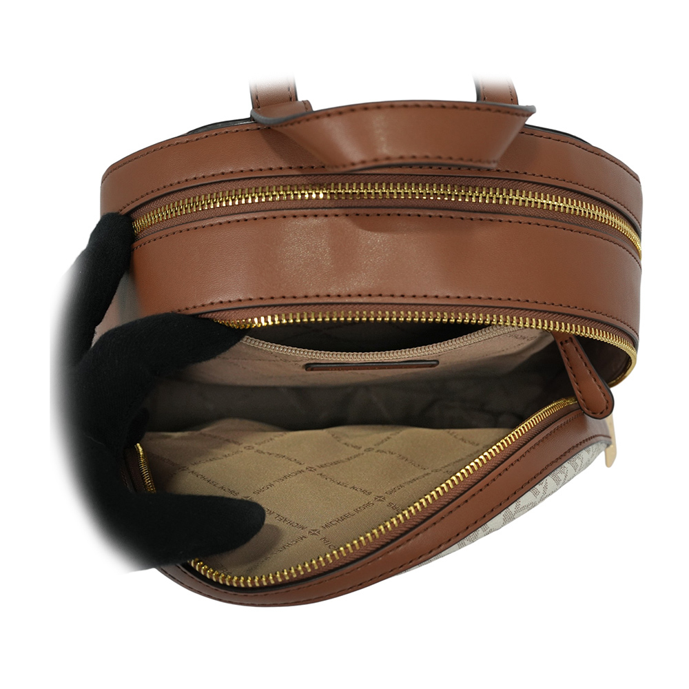 【Michael Kors】Jaycee 金字塗層帆布拉鍊口袋中款後背包(香草白)35S2G8TB2B VANILLA