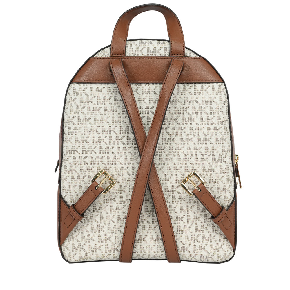 【Michael Kors】Jaycee 金字塗層帆布拉鍊口袋中款後背包(香草白)35S2G8TB2B VANILLA