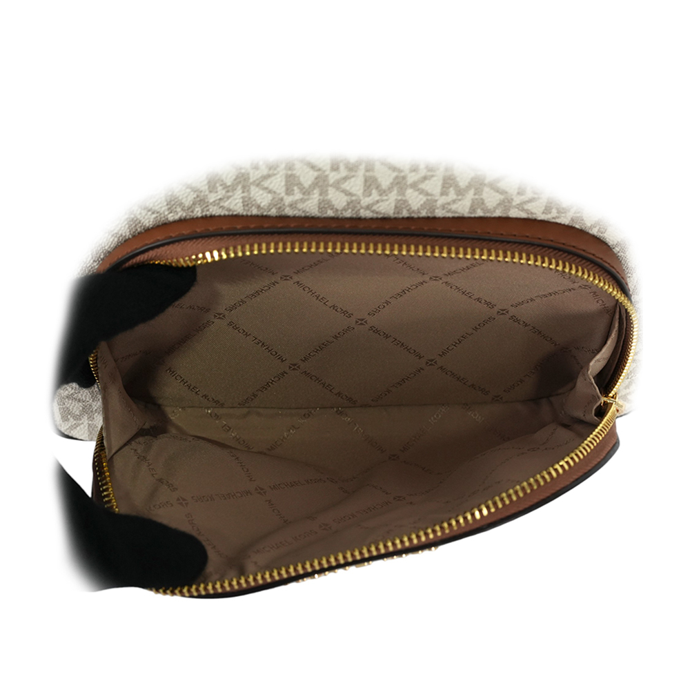 【Michael Kors】Jaycee 金字塗層帆布拉鍊口袋中款後背包(香草白)35S2G8TB2B VANILLA