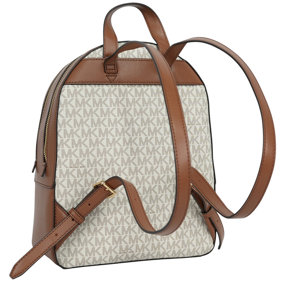 【Michael Kors】Jaycee 金字塗層帆布拉鍊口袋中款後背包(香草白)35S2G8TB2B VANILLA